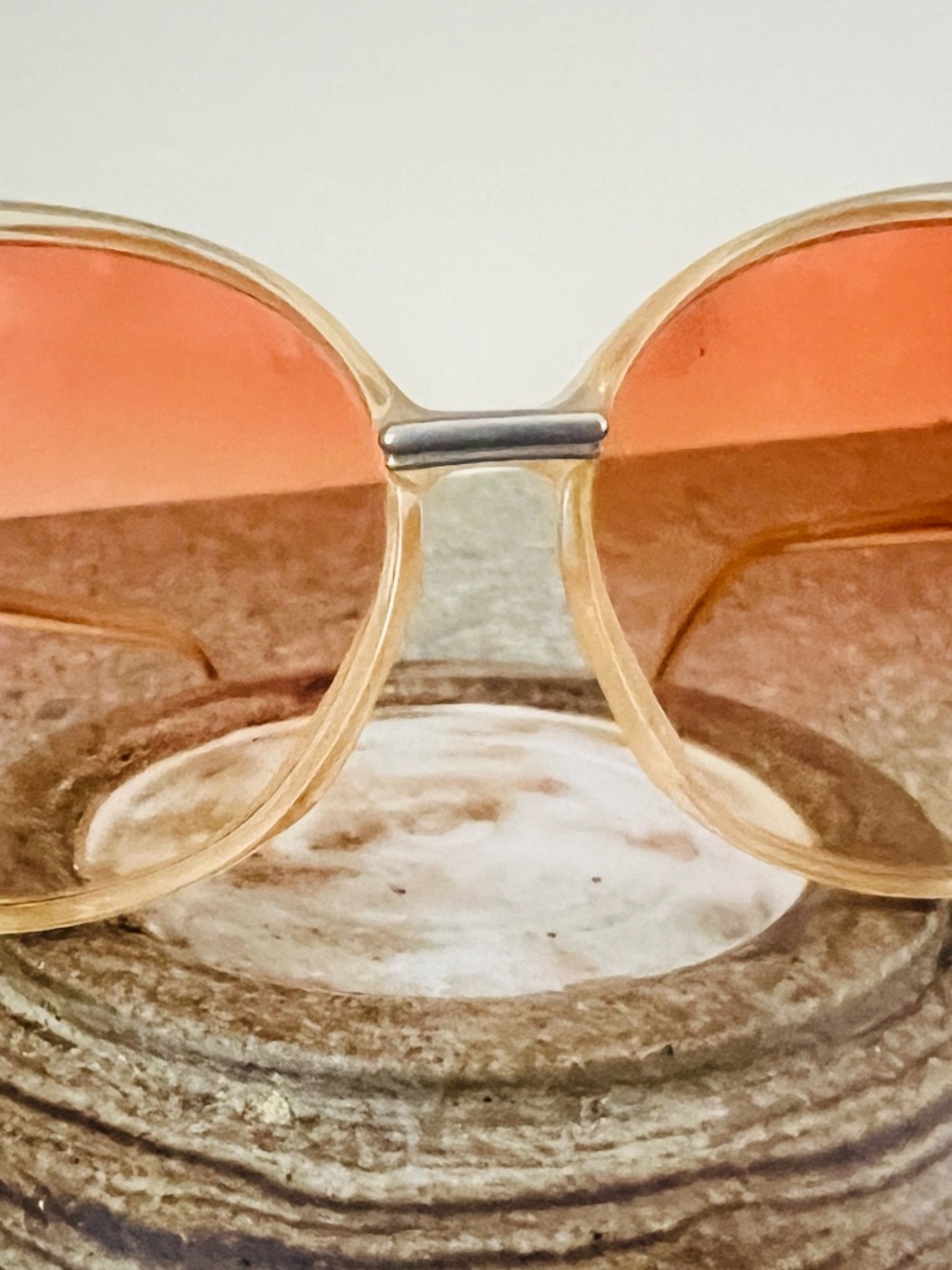 VTG 70s Oversized Butterfly Sunglasses Amber Orange Gradient Lens